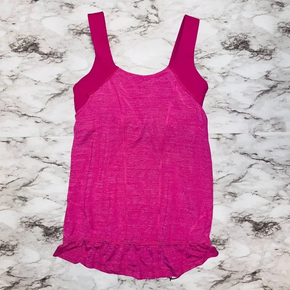 Lululemon Tank Top w/ Built in Sports Bra Mauve Pink Women 8 Active Athleisure